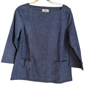 Vineyard Vines Women's Blue Chambray Size Small Preppy Casual Utility Top